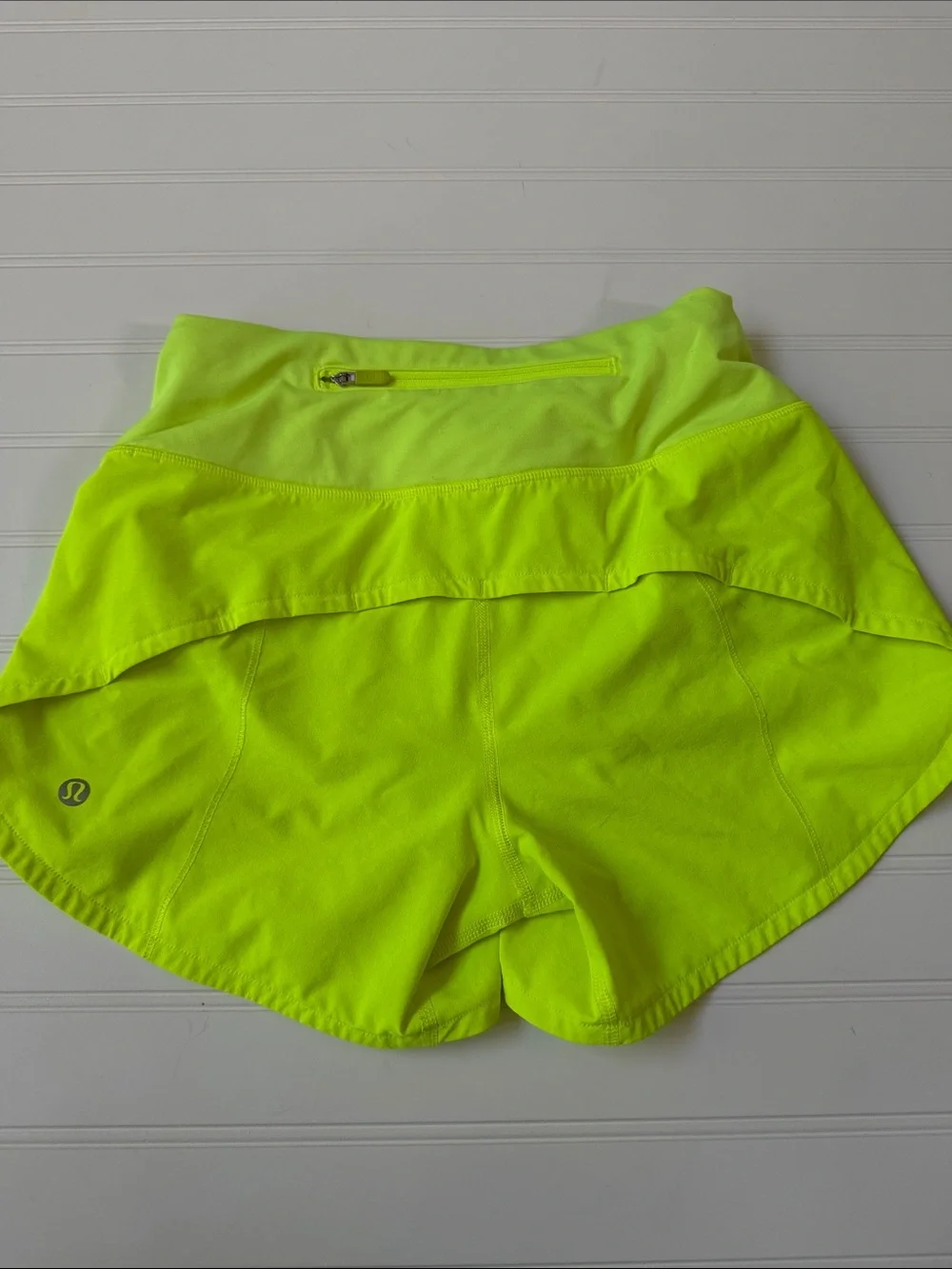 (006)lululemon athletica Neon Yellow High-Waist Athletic Shorts